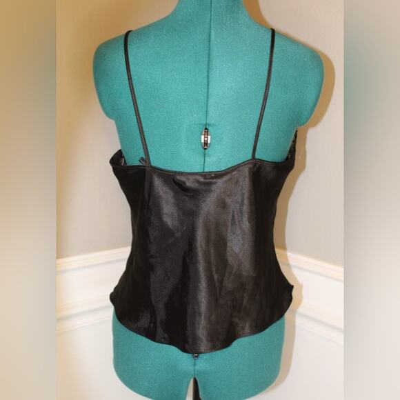 Vintage Victoria’s Secret Black Satin Lace Camisole Lingerie Sleep Top Size Med - Picture 2 of 3